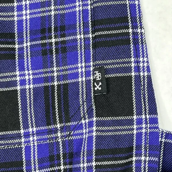 Royal Bones Daang Goodman Tripp Purple Plaid Skirtall Overalls Dress Sz L - NWOT - Picture 7 of 8